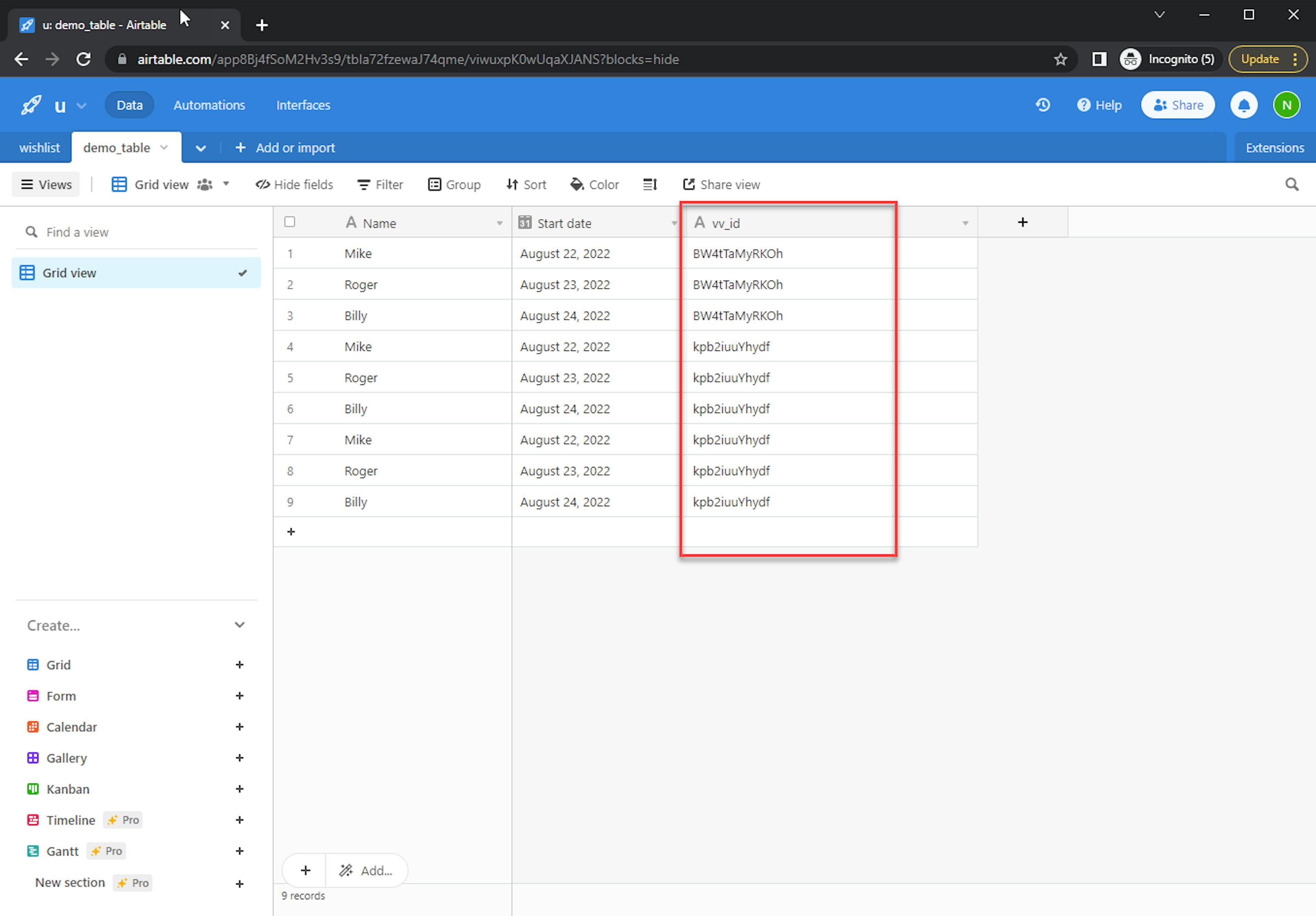 Airtable with records that are tied to a user