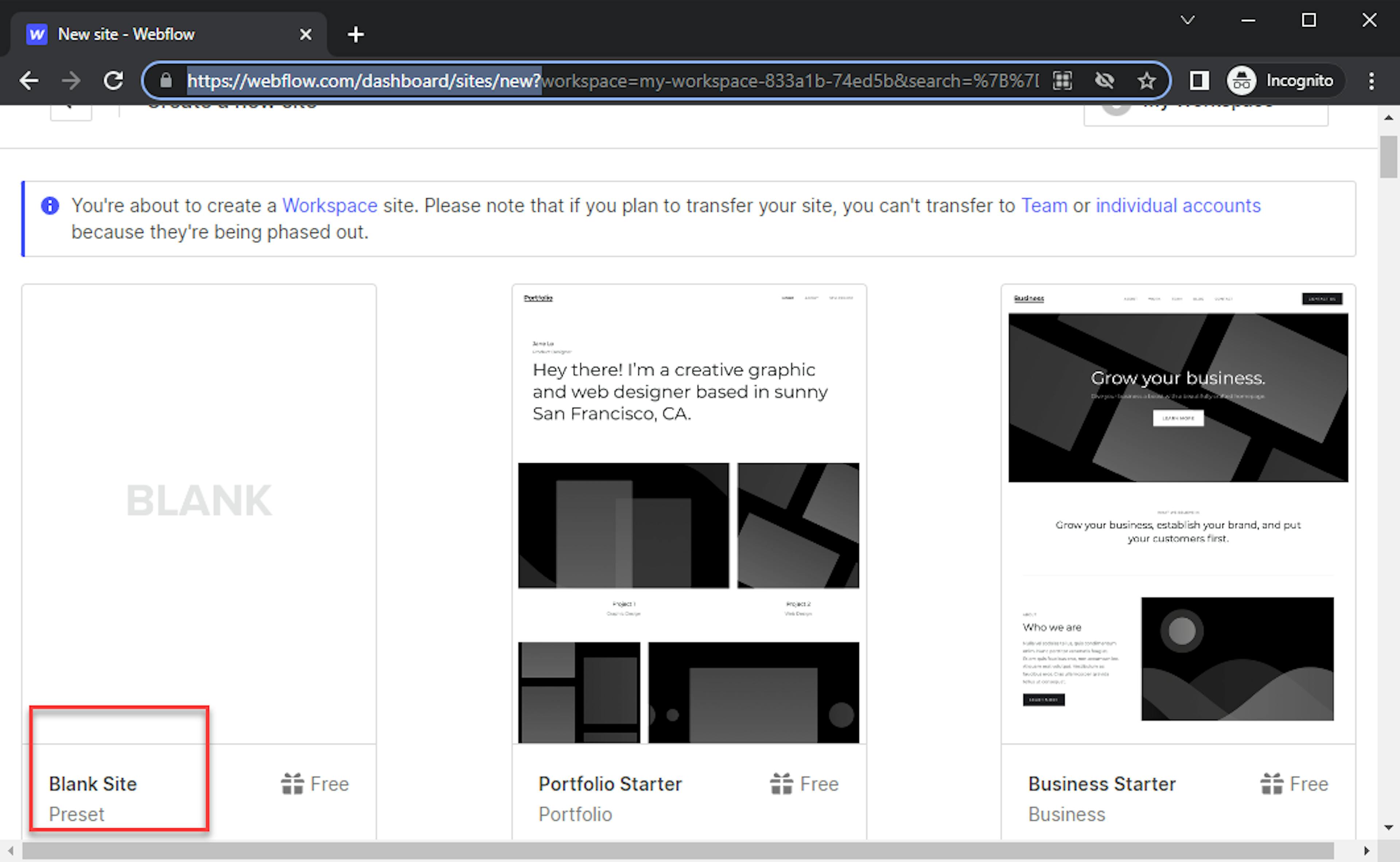 Webflow Blank Site