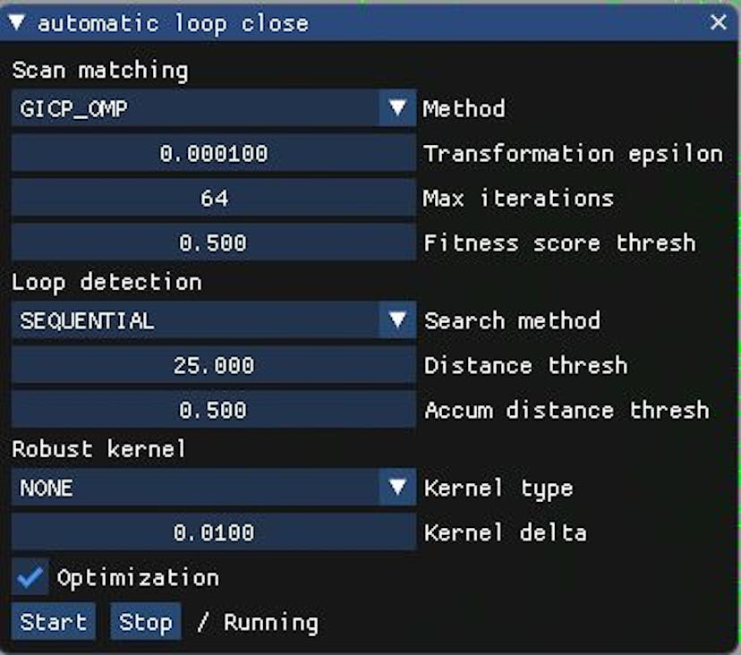Figure 10. The Automatic Loop Close settings window