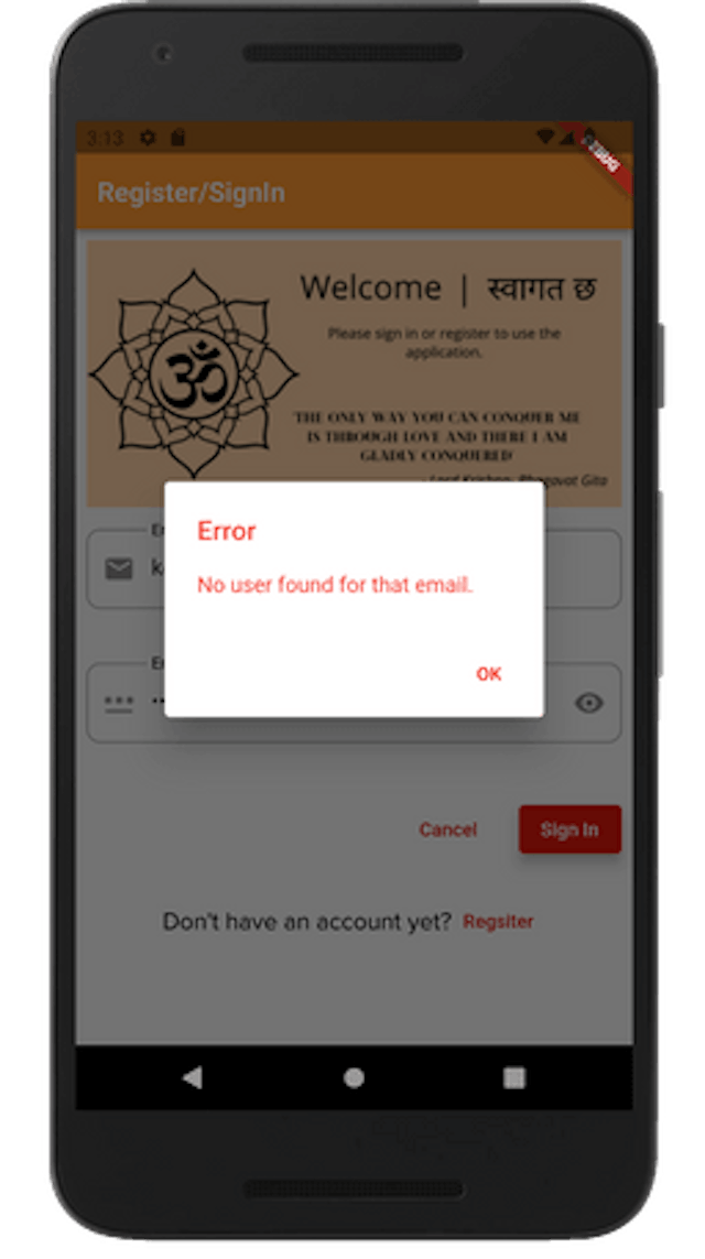 Alert Dialog Msg